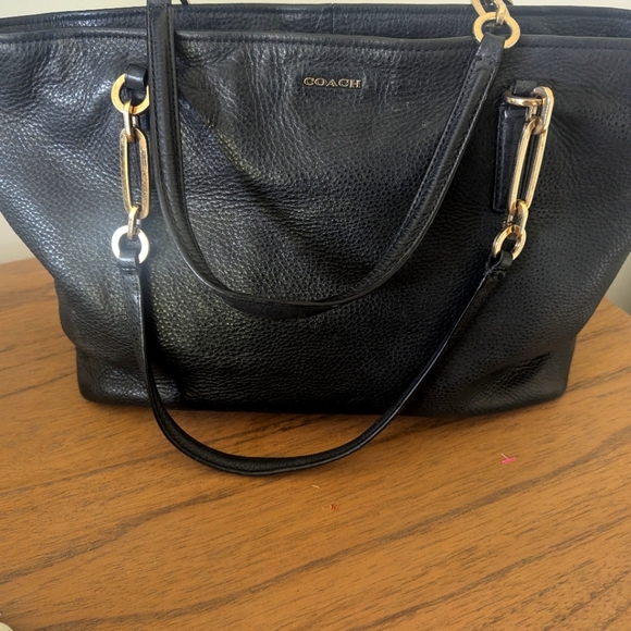 Coach Handbags - Coach Black Pebbled Leather Tote with Gold Hardware